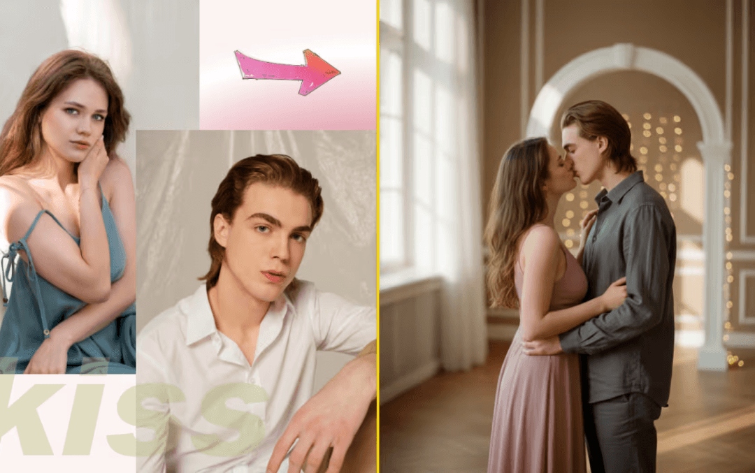 Tasteful romantic couple moment for AI kiss photo generation